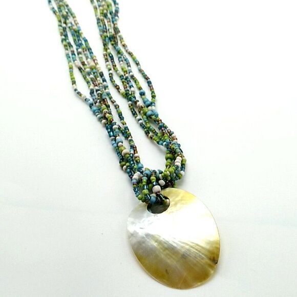 Multi-strand Seed Bead & Shell Necklace - Picture 11 of 16